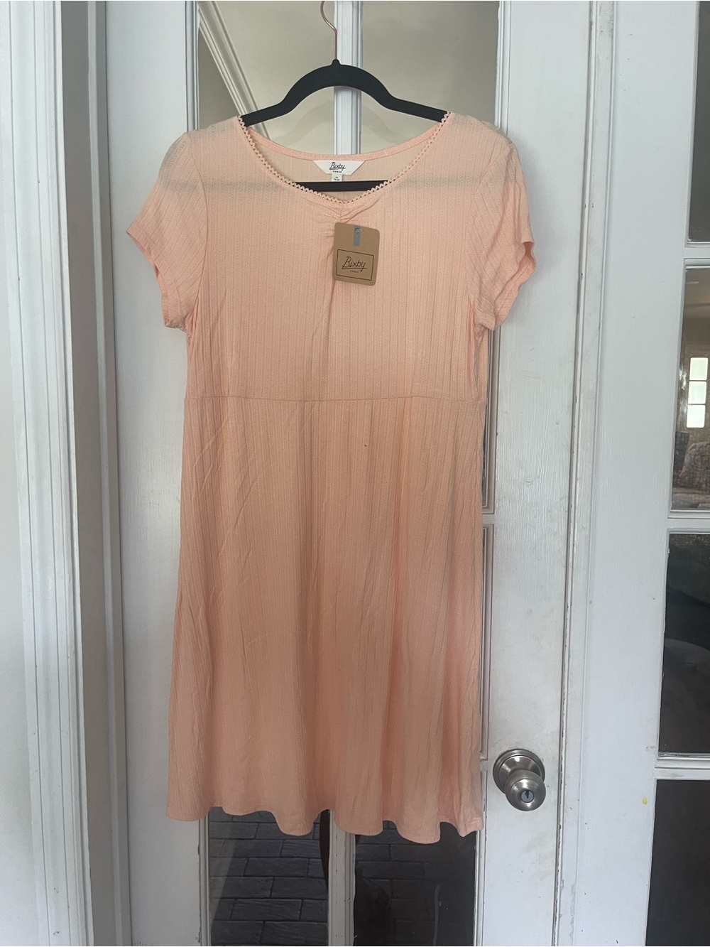 Bixby Nomad Girls' Peach Short-Sleeve Casual Dress